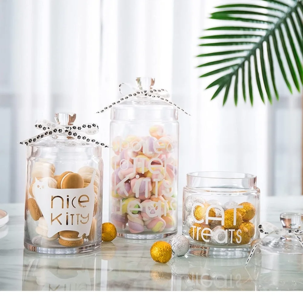 Glass kitty treat jars